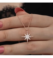 Gümüş Rose Kutup Yıldızı Kadın Kolye