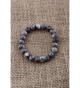 GRİ JASPER DOĞAL TAŞ BİLEKLİK 8 MM