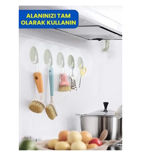 Kendinden Yapışkanlı Oval Krem Mutfak Banyo Askısı