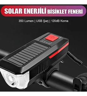 Su Geçirmez Güneş Enerjili Led Işıklı Bisiklet Farı