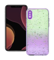 Apple iPhone X / XS Simli Şeffaf Sert Slikon Kılıf (Lila)