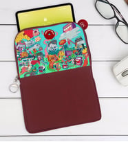 BK Gift Modern Soyut Tasarımlı Taşınabilir Koruyucu Tablet Kılıfı & Organizer Çanta - Bordo-9