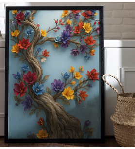 Ezgoola / Feng Shui Tablo / Çiçek Tablo / İşyeri Tablo / İşyeri Hediye / Ev Hediye / Ev Dekoru / Poster / Özel Tasarım Hediye (Beyaz)