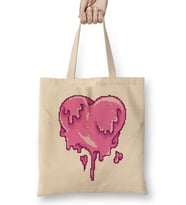 Melting Heart Pixel Art Bez Çanta Uzun Saplı
