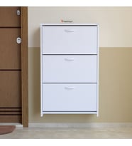 Modilayn MİHRA 72 X 112 X 25,5 cm Düşer Kapaklı 3 Katlı Ayakkabılık -Beyaz