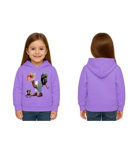Unisex Brainrot Baskılı Çocuk Swaetshirt Kapüşonlu 3 İplik Şardonlu (Lila)