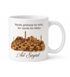 Mardin Memleket Temalı Kişiye Özel Baskılı Kupa Bardak Hediye