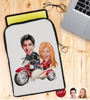 BK Gift Kişiye Özel Sevgililer Karikatürlü Taşınabilir Koruyucu Tablet Kılıfı & Organizer Çanta - Siyah-12