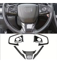 Honda Civic FC5 FK7 Karbon Fiber Direksiyon Düğmesi Kaplama 2016-2020 6 PARÇA