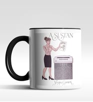 Kişiye Özel Asistan Tasarımlı Siyah Kupa (Siyah - Beyaz)
