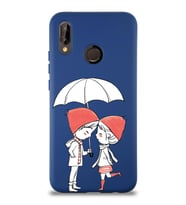 Huawei P 20 Lite Uyumlu Lansman Kılıf Aşk Tasarımlı İçi Kadife Kapak-Lacivert (Şeffaf)