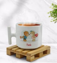 BK Gift Kişiye Özel Sevimli Çiftler Tasarımlı T Kulplu Beyaz Middle Kupa Bardak-1