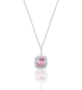 Söğütlü Silver Gümüş rodyumlu pembe taşlı pırlanta montürlü kolye