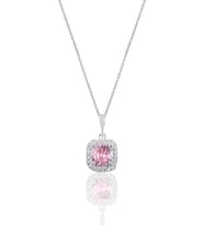 Söğütlü Silver Gümüş rodyumlu pembe taşlı pırlanta montürlü kolye