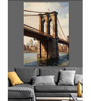 Brooklyn Köprüsü Ve New York Dekoratif Kanvas - Mdf Ahşap Tablo