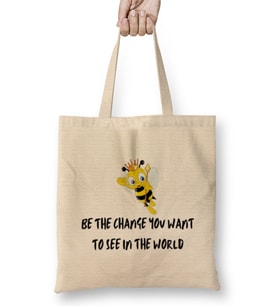 World Bee Day! lover gift BE THE CHANGE YOU WANT TO SEE IN THE WORLD Bez Çanta Uzun Saplı