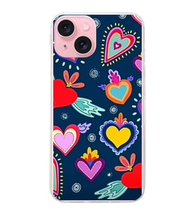 PrintiFy Apple  iPhone 15 Plus ile Uyumlu 1mm Slim Fit Retro Renkler 3 Baskılı Şeffaf  Kılıf