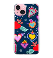 PrintiFy Apple  iPhone 15 Plus ile Uyumlu 1mm Slim Fit Retro Renkler 3 Baskılı Şeffaf  Kılıf