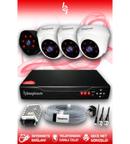 BAYICAM 4 Kameralı Uzay 3 İç Kamera Set HDD'siz Full HD Gece Görüşlü Güvenlik Kamerası Sistemi