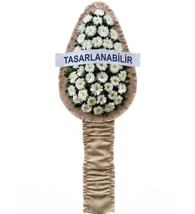 Premium Büyük Tek Katlı Beyaz Çelenk Açılış Nikah Düğün Çelengi
