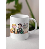 İblis Keser Anime Baskılı Karakterler Baskılı Beyaz Kupa Bardak v3