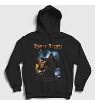Presmono Unisex Siyah Grim Reaper Grave Digger Kapüşonlu Sweatshirt 548727tt