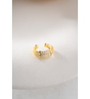 925 Ayar Gümüş Gold Kaplama 5 Sıra Zirkon Taşlı Kıkırdak Küpe