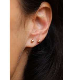 14 Ayar Altın Çevirmeli Vidalı Işıltılı Top Küpe 2 mm 