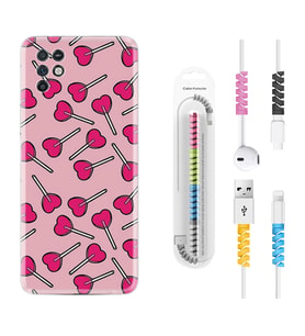 INFINIX Note 11 Pro Note 10 Hot 9 Play Kılıf Kablo Koruma Spiral Silikon Heart Lollipop 1414