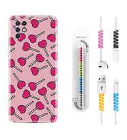 INFINIX Note 11 Pro Note 10 Hot 9 Play Kılıf Kablo Koruma Spiral Silikon Heart Lollipop 1414