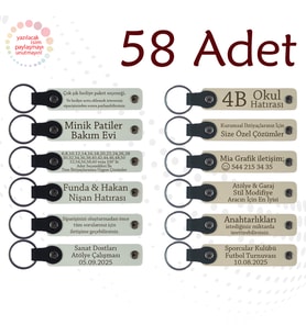 Beyaz & Sütlü Kahve, Pastane Müşterilerine Teşekkür Armağanı, 58’li Set, İsimli Deri Anahtarlık