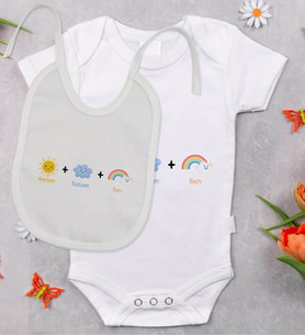 BK Kids Annem Babam Ben Tasarımlı Bebek Body Zıbın ve Mama Önlüğü Hediye Seti - Model 1
