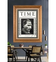 Altın Varaklı Çerçeveli Paspartulu Atatürk Tablo nh251 (Gold)