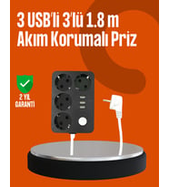 Northcity Akım Korumalı 3 USB'li 4’lü Priz - Hızlı Şarj ve Güvenli Güç Dağıtımı