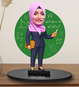 Kişiye Özel  Kadın Matematik Öğretmeni Tasarımlı  Karikatür Biblo 292
