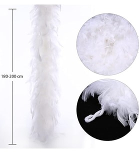 Nessiworld Beyaz Renk Kabarık Kalın Otriş Boa Tüy 6 cm Genişlik 180-200 cm Uzunluk (Krem)