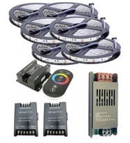 30 Metre 12V 60 Ledli RGB İç Mekan Şerit Led 30A Slim Trafo 36A Dokunmatik RF Led Kontrol 2 Ad 36A R
