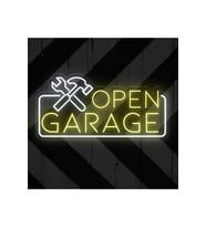OPEN GARAGE Yazılı ve Şekilli Neon Tabela