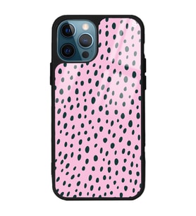 iPhone 12 Pro Max Pembe Benek Tasarımlı Glossy Telefon Kılıfı
