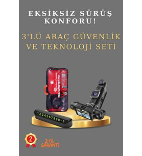 Premium 3'lü Araç Teknoloji Paketi: Sürüş Kayıt Cihazı + Park Yardım Sistemi + Akıllı Güvenlik Seti