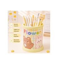 Sevimli Sarı Teddy Ayıcık ve Tavşan Desenli Masaüstü Kalemlik Organizer