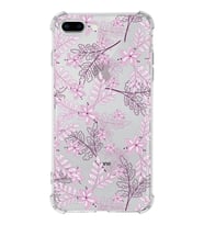 Apple iPhone 8 Plus Uyumlu Köşe Korumalı Antişok  Kapak Floral Pudra Tasarımlı Şeffaf  Kılıf