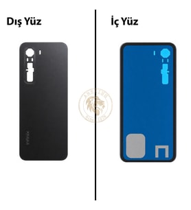 Infinix Hot 60 Pro Siyah Uyumlu Arka Kapak Arka Cam Batarya Pil Kapağı Lazer Kesim Back Cover