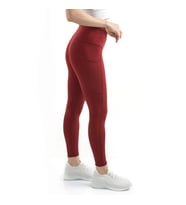S&C Kadın Bordo Geniş Cepli Yüksek Bel Toparlayıcı, Sıkılaştırıcı Yoga Tayt 25" (Bordo)