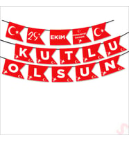 29 Ekim Cumhuriyet Bayramı Kutlu Olsun Flama - 2,70 mt (STD)