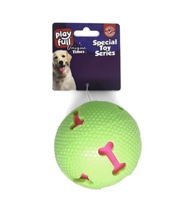 Işıklı Kemik Desenli Plastik Top Köpek Oyuncağı 7,5 Cm Yeşil