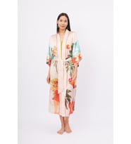 Peraluna SUMMER TIME LONG KIMONO Baskılı Saten Kadın Uzun Kimono - Çok Renkli