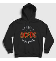 Presmono Unisex Siyah High Voltage AC/DC Kapüşonlu Sweatshirt 6339tt