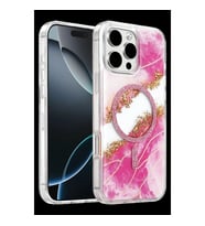 Onegif Apple İphone 16 Pro Max Lotus Simli Magsafe Kapak - Pembe
