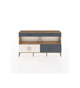 Arges Konsol 2 Raflı 3 Çekmeceli 2 Kapaklı 176x30x99 Çam-Aytaşı/Antrasit